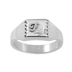 Chevalière Ionel argent et initiale Or 18 carats jaune ou gris  – Artisanat Français depuis 1954  