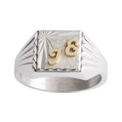 Chevalière Florent argent et initiale Or 18 carats jaune ou gris  – Artisanat Français depuis 1954  