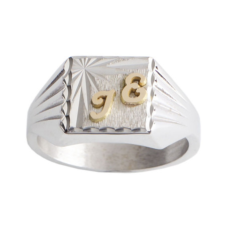 Chevalière Florent argent et initiale Or 18 carats jaune ou gris  – Artisanat Français depuis 1954  