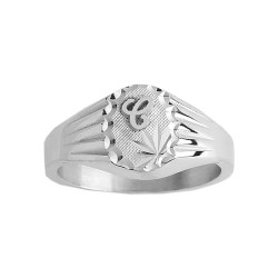 Chevalière Syldas argent, initiale Or 18 carats jaune ou gris  – Artisanat Français depuis 1954  