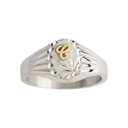 Chevalière Syldas argent, initiale Or 18 carats jaune ou gris  – Artisanat Français depuis 1954  