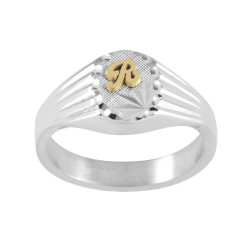 Chevalière Syldas argent, initiale Or 18 carats jaune ou gris  – Artisanat Français depuis 1954  