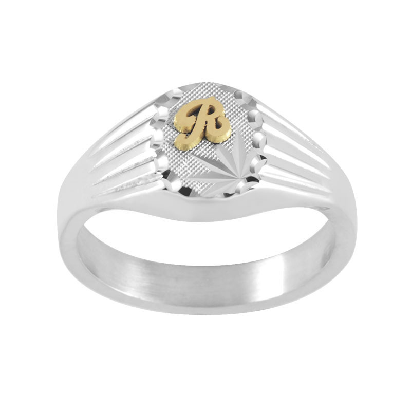 Chevalière Syldas argent, initiale Or 18 carats jaune ou gris  – Artisanat Français depuis 1954  