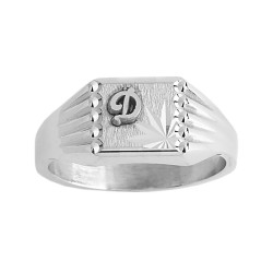 Chevalière Ionel argent et initiale Or 18 carats jaune ou gris  – Artisanat Français depuis 1954  