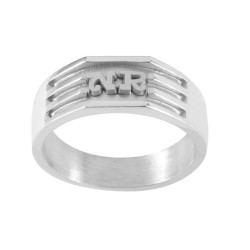 Chevalière Odélien argent et Initiale Or 18 carats jaune ou gris  – Artisanat Français depuis 1954  