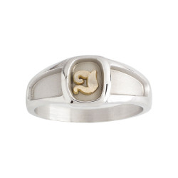 Chevalière Tancrède argent et initiale Or 18 carats jaune ou gris  – Artisanat Français depuis 1954  