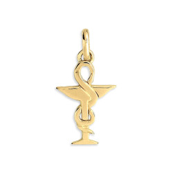 Pendentif caducée pharmaci – Or 9 carats jaune ou gris – Artisanat français depuis 1954 Couleur Or:Gris