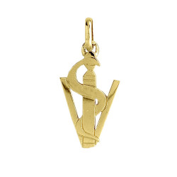 Pendentif caducée vétérinaire  – Or 9 carats jaune ou gris – Artisanat français depuis 1954 