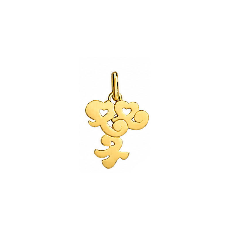 Pendentif idéogramme chinois gémeaux – Or 9 carats jaune ou gris – Artisanat français depuis 1954 