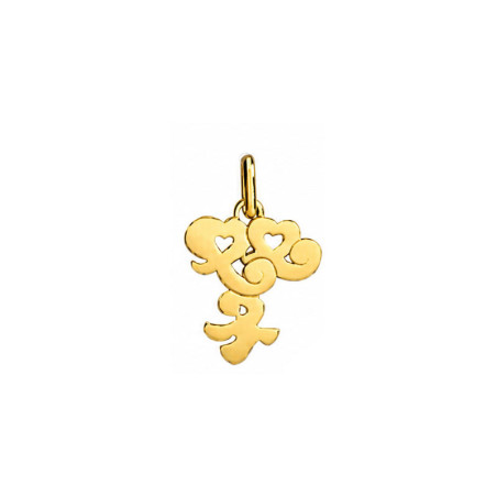 Pendentif idéogramme chinois gémeaux – Or 9 carats jaune ou gris – Artisanat français depuis 1954 