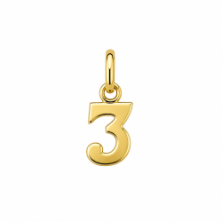 Pendentif chiffre 3  – Or 9 carats jaune ou gris – Artisanat français depuis 1954 