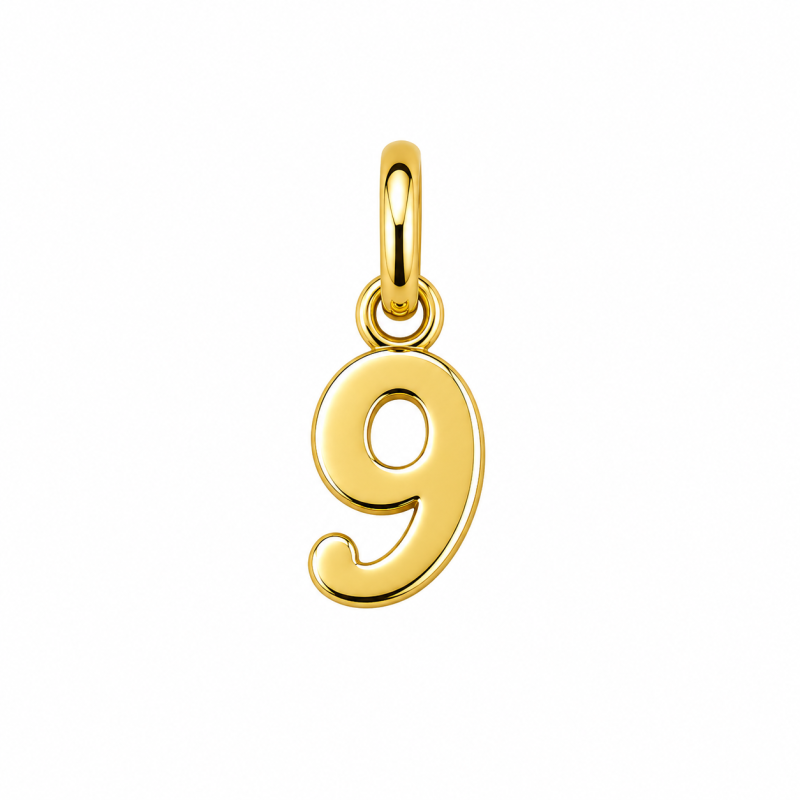 Pendentif chiffre 9  – Or 9 carats jaune ou gris – Artisanat français depuis 1954 