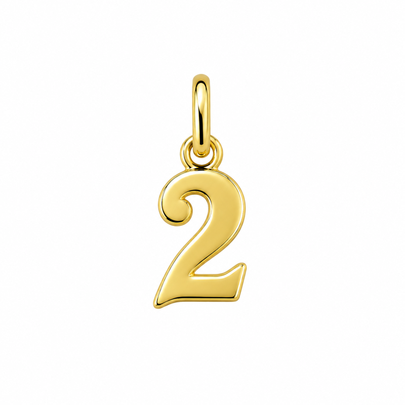 Pendentif chiffre 2  – Or 18 carats jaune ou gris – Artisanat français depuis 1954 