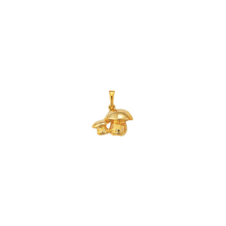Pendentif bolet et cèpe - plaqué Or jaune - Atelier 1924 - Patrimoine Vivant Français