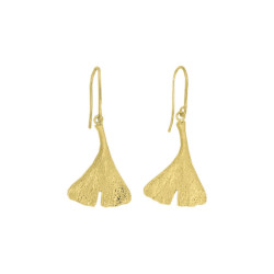 Boucles d'oreilles pendantes Ginkgo biloba - plaqué Or jaune ou rose - Atelier 1924 - Patrimoine Vivant Français