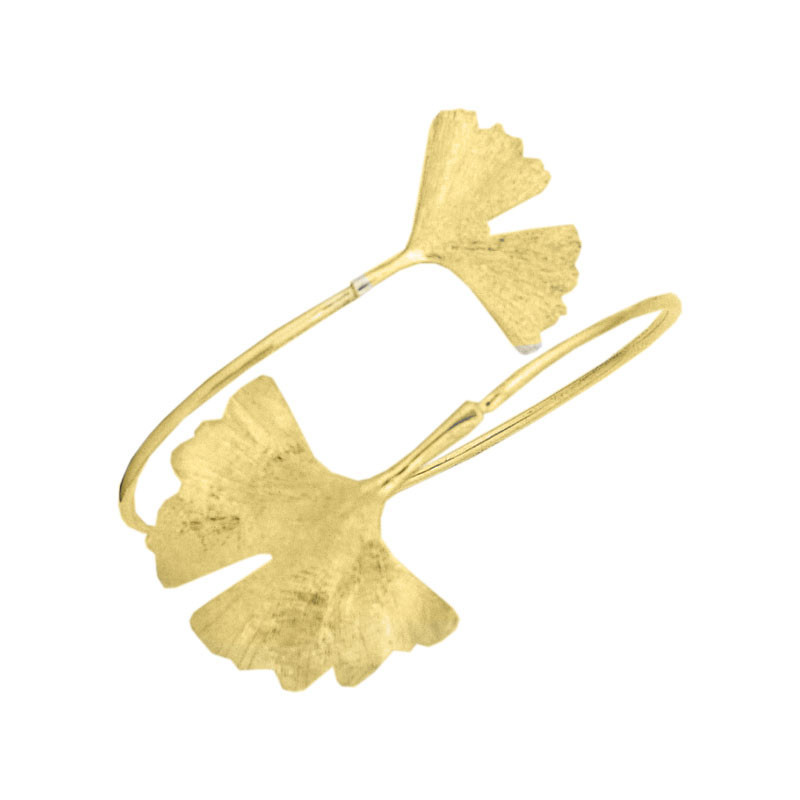 Bracelet Ginkgo biloba 2 feuilles - plaqué Or jaune ou rose - Atelier 1924 - Patrimoine Vivant Français