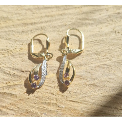 Boucles d'oreilles dormeuses améthyste plaqué or– Haute fantaisie · Design Français depuis 1954
