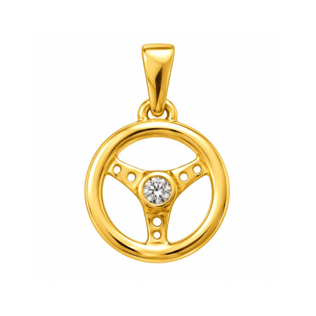 Pendentif volant de voiture zirconium - plaqué Or jaune ou rose - Atelier 1924 - Patrimoine Vivant Français Couleur Or:Jaune