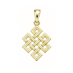 Pendentif Nœud Infini Tibétain  - plaqué Or jaune ou rose - Atelier 1924 - Patrimoine Vivant Français 