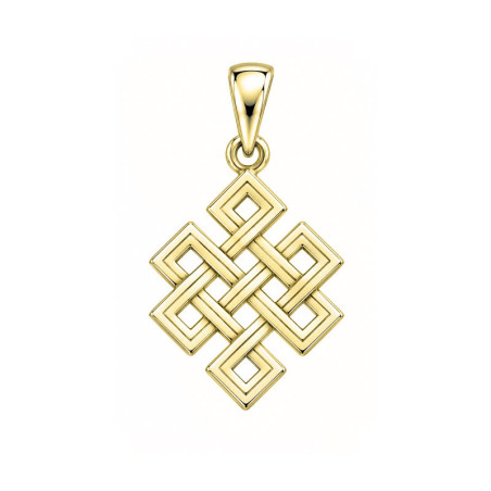 Pendentif Nœud Infini Tibétain  - plaqué Or jaune ou rose - Atelier 1924 - Patrimoine Vivant Français 