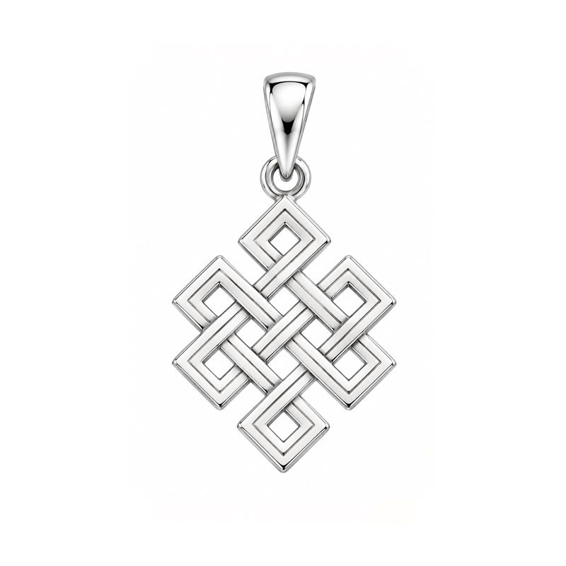 Pendentif Nœud Infini Tibétain – Argent – Atelier 1924 – Patrimoine Vivant Français 