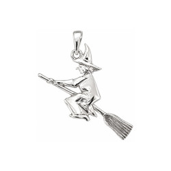 Pendentif sorcière sur son balai – Argent – Atelier 1924 – Patrimoine Vivant Français 