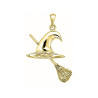 Pendentif chapeau et balai de sorcière   – Or 18 carats jaune, gris ou rose – Atelier 1924 - Patrimoine Vivant Français 