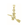 Pendentif sorcière sur son balai   – Or 18 carats jaune, gris ou rose – Atelier 1924 - Patrimoine Vivant Français 