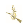 Pendentif sorcière sur son balai   – Or 18 carats jaune, gris ou rose – Atelier 1924 - Patrimoine Vivant Français 