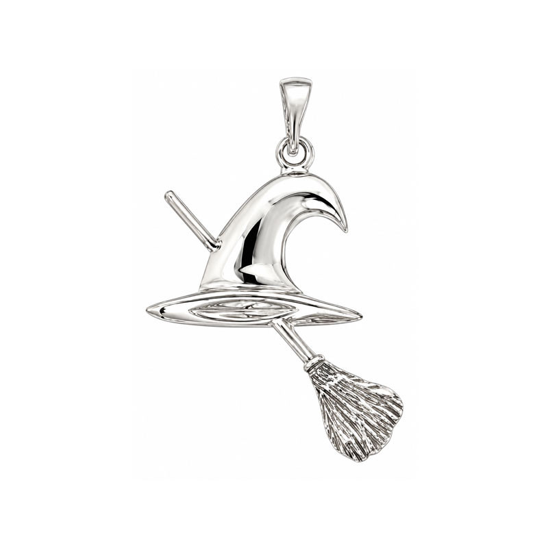 Pendentif chapeau et balai de sorcière -  Or 14 carats jaune ou gris – Atelier 1924 - Patrimoine Vivant Français 