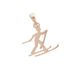 Pendentif skieur de fond - plaqué Or jaune ou rose - Atelier 1924 - Patrimoine Vivant Français 