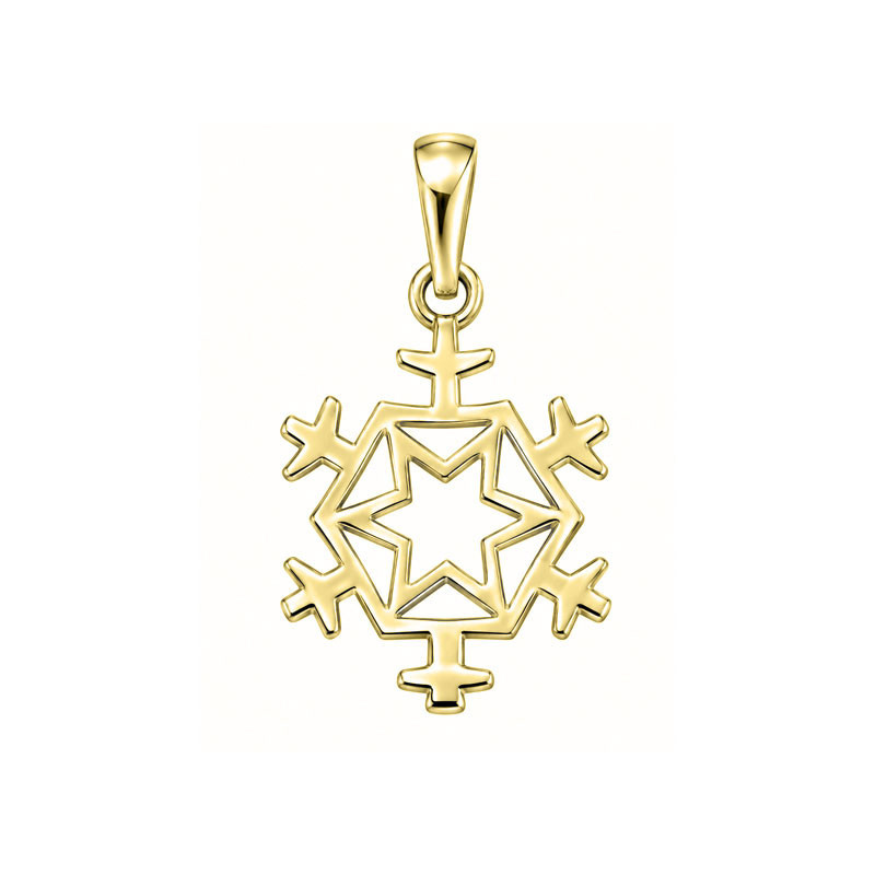 Pendentif flocon de neige - Or 9 carats jaune ou gris - Atelier 1924 - Patrimoine Vivant Français 