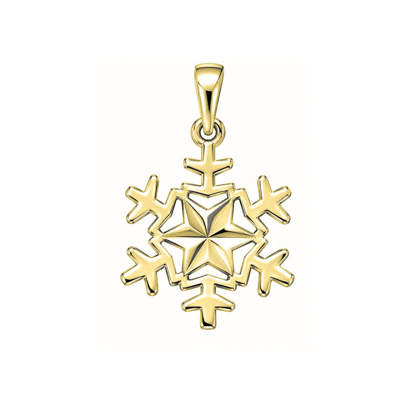 Pendentif flocon de neige - Or 14 carats jaune ou gris - Atelier 1924 - Patrimoine Vivant Français 