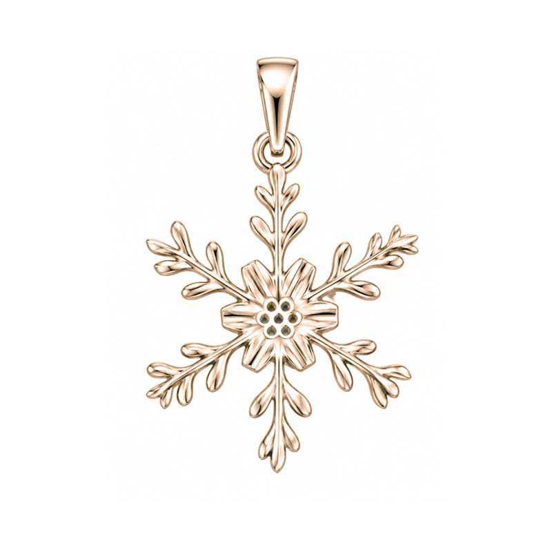 Pendentif flocon de neige - plaqué Or jaune ou rose - Atelier 1924 - Patrimoine Vivant Français 