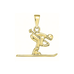 Pendentif skieur - plaqué Or jaune ou rose - Atelier 1924 - Patrimoine Vivant Français 