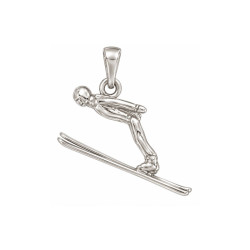 Pendentif saut de skieur 3D - Argent - Atelier 1924 - Patrimoine Vivant Français 