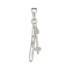 Pendentif bâton et ski - Argent - Atelier 1924 - Patrimoine Vivant Français 