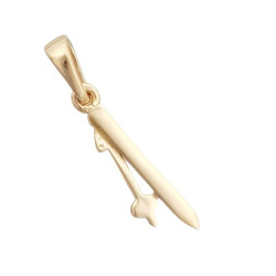 Pendentif bâton et ski - Or 9 carats jaune ou gris - Atelier 1924 - Patrimoine Vivant Français 