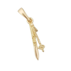 Pendentif bâton et ski  - Or 18 carats jaune, gris ou rose – Atelier 1924 - Patrimoine Vivant Français 
