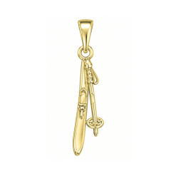 Pendentif bâton et ski  - Or 18 carats jaune, gris ou rose – Atelier 1924 - Patrimoine Vivant Français 