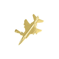 Pendentif avion de chasse - plaqué Or jaune ou rose - Atelier 1924 - Patrimoine Vivant Français 