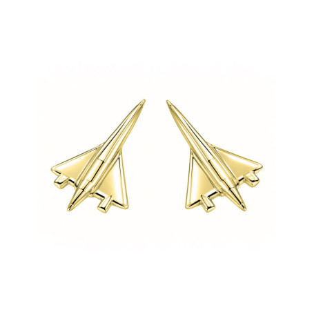 Boucles d'oreilles puce Avion Bel Oiseau Blanc - plaqué Or jaune ou rose - Atelier 1924 - Patrimoine Vivant Français 
