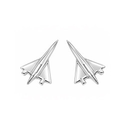 Boucles d'oreilles puce Avion Bel Oiseau Blanc - Argent - Atelier 1924 - Patrimoine Vivant Français 