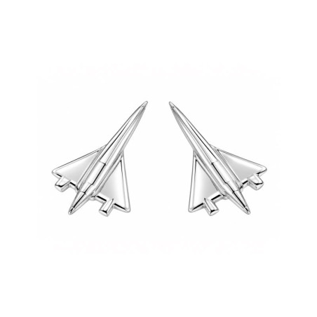 Boucles d'oreilles puce Avion Bel Oiseau Blanc - Argent - Atelier 1924 - Patrimoine Vivant Français 
