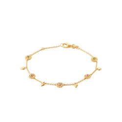 Bracelet coeurs et fleurs - plaqué or - Haute fantaisie - Design Français depuis 1954 