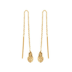 Boucles d'oreilles longues ananas - plaqué or - Haute fantaisie - Design Français depuis 1954 