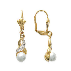 Boucles d'oreilles brisures perle plaqué or bicolore 