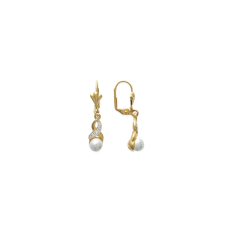 Boucles d'oreilles brisures perle plaqué or bicolore 