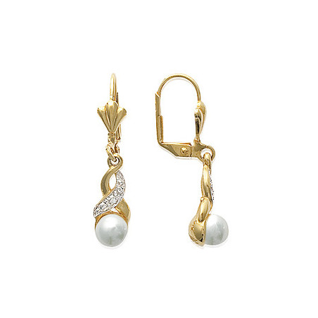 Boucles d'oreilles brisures perle plaqué or bicolore 