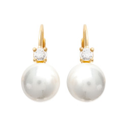 Boucles d'oreilles Vaihi perle plaqué or et zirconiums - La Petite Française